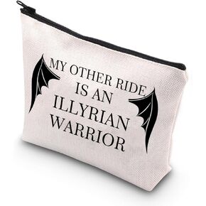 BDPWSS Bat Boys Gift ACOTAR Makeup Bag Night Court Velaris Gift ACOTAR Fans Gift My Other Ride is An Illyrian Warrior Gift (Illyrian Warrior)