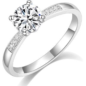 TIGRADE 1.5CT Wedding Band for Women Round Solitaire Milgrain Cubic Zirconia Engagement Ring Halo Promise Ring Size 4-11