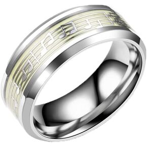 Stainless Steel Music Clef Note Rings Luminous Statement Hypoallergenic Fashion Middle Finger Simple Band for Women Men Treble Glow in Dark Jewelry Gift Birthday Christmas Music Lover