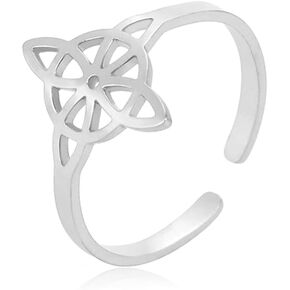 Witches Knot Ring For Women Stainless Steel Geometric Style Elegante Chic Irish Celtic Knot Adjustable Ring Witchcraft Amulet Jewelry