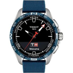 Tissot Mens T-Touch Connect Solar antimagnetic Titanium case Quartz Watch, Blue, Textile, 23 (T1214204705106)