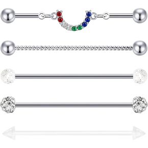 Stuppendux 14 جرام 1.6 مللي متر الفولاذ المقاوم للصدأ الصناعية الحديد القرط الغضروف ثقب الجسم مجوهرات 38 مللي متر للنساء الرجال in Kuwait