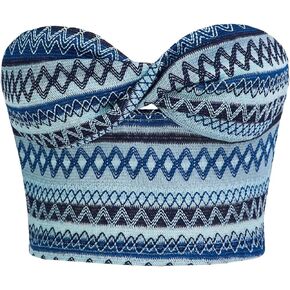 GORGLITTER Women's Boho Backless Twist Crop Tube Tops Cut Out Sleeveless Bandeau Cami