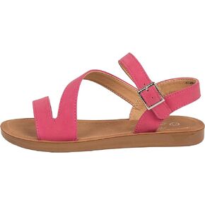 Kassie Daniela Girls Sandals Comfortable Open Toe Straps with Ankle Buckle Slide Flats Lan-2 in Kuwait