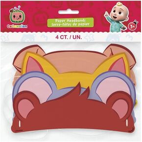 Assorted Cocomelon Paper Elastic Headbands (Pack Of 4) - Adorable Design, Perfect for Themed Parties, Gifts, & Playtime