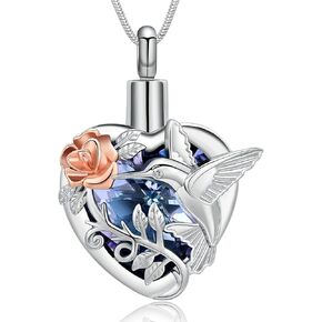 Hummingbird Necklace Urn Necklace for Ashes Stainless Steel Pendant Cremation Jewelry Funnel Filler Keepsake Memory Jewelry flying bird necklace for Women Girls
