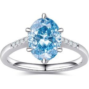 BAGUTTA PAVONE 2CT Radiant Cut Engagement Rings for Women,Women's Blue/Green/Pink/Yellow Color Gemstone High Carbon Diamond Rings,Cubic Zirconia 925 Sterling Silver Promise Engagement Ring for Her.