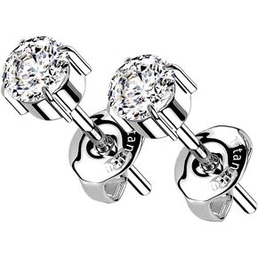 Pierced Owl - G23 Implant Grade Titanium Prong Set CZ Crystal Stud Earrings, Sold as a Pair