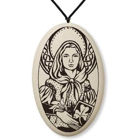 Touchstone Pottery Saint Dymphna Medal on Braided Cord | Patron of Mental Health Professionals and epileptics; Protector of Emotional and neurological Disorders