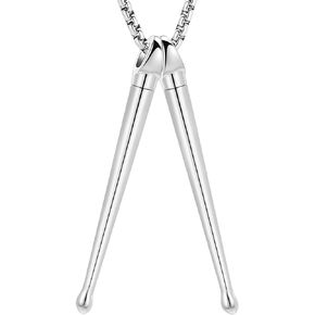 Oinsi Rockers Jazz Band Drum Stainless Steel Cremation Necklace For Ashes For Men Keepsake Jewelry Drummers Snare Drums Stick Memorial Pendant Necklace