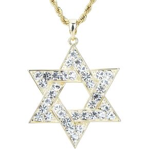 VVCome Crystal Star of David Necklace Pendant Stainless Steel Chain Necklace Jewelry for Women Men