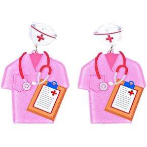 Azusa Sun لطيف الممرضات أقراط للنساء الفتيات الوردي الأزرق الممرضات موحدة ممرضة قبعة سماعة الطبيب أقراط الممرضات هدايا عيد المجوهرات in Kuwait