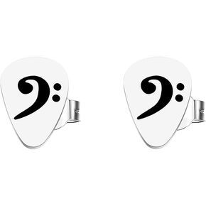 CENWA Tiny Bass Clef Guitar Pick Stud Earrings Music gift Musical Earrings Bass Clef Jewellery Music Note Earrings