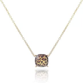NTLX Pendant Necklace for Women - Dainty Cushion Cut Gemstone Necklace with 16-19" Chain - Simple, Delicate, Tasteful Acrylic Gems with a 14K Gold-Plated Brass Chain - Colorful Gems