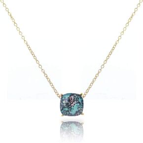 NTLX Pendant Necklace for Women - Dainty Cushion Cut Gemstone Necklace with 16-19" Chain - Simple, Delicate, Tasteful Acrylic Gems with a 14K Gold-Plated Brass Chain - Colorful Gems