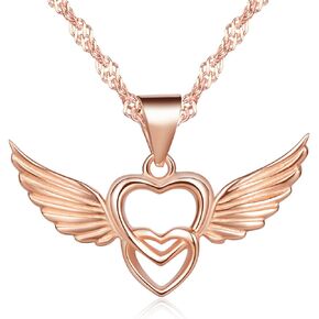 Infinite U Interlocking Hearts Pendant Women's 925 Sterling Silver Necklace, Rose Gold/Silver
