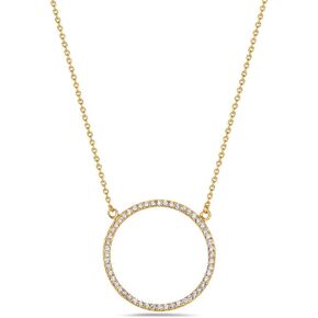 925 Sterling Silver Circle of Life White Clear CZ Pendant Necklace