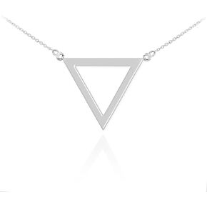 High Polish 925 Sterling Silver Geometric Pendant Inverted Triangle Necklace