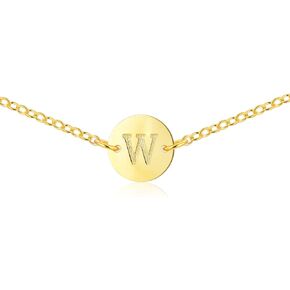 Embolden Jewelry Gold Coin Initial Necklace Sterling Silver 18K Gold Plated Dainty Gold Coin Initial Necklace Tiny Letter Necklace Bridesmaids Personalized Gift