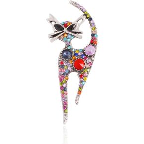 Pretty Animal Kitty Brooches Gold Platinum Plated Full Shining Crystal Brooch bizarre Cat's Eye Scarf buckle Brooch Pins Corsage