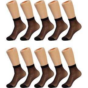 AWS/American Made Women Sheer Socks 10 Pairs Ankle High Thin Short Socks