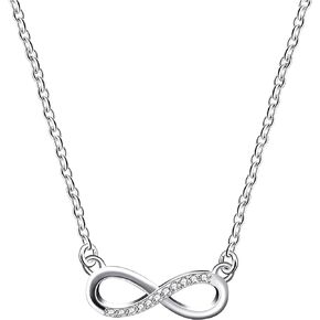 Dainty Rose Gold & Platinm Plated Love Forever Infinity Necklace Cubic Zirconia Pave 8 Shaped Pendant Jewelry Gifts for Women Teen Girls