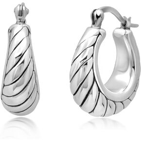 Sterling Silver Lightweight Click Top Hoop Earrings in Various Styles