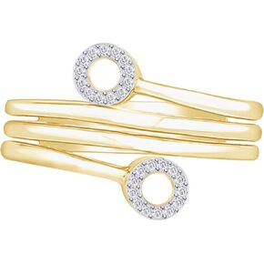 White Natural Diamond Accent Wrap Fashion Cocktail Ring in 14K Gold Plated 925 Sterling Silver (0.06 Cttw, I-J Color, I2-I3 Clarity)