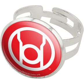 GRAPHICS & MORE Green Lantern Blackest Night Red Lantern Logo Silver Plated Adjustable Novelty Ring