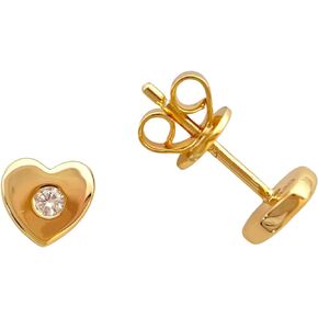 AnnChbpl heart stud earrings for women S925 sterling silver gold dainty simple heart shaped Studs with cubic zirconia girls hypoallergenic earrings for sensitive ears simulated diamond jewelry