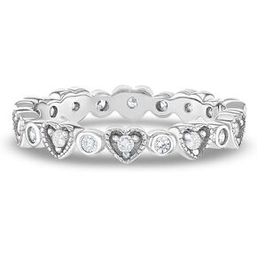 925 Sterling Silver Clear Cubic Zirconia Heart Ring Band for Girls & Teens Sizes 2,3,4 & 5 - Stunning Clear CZ Rings For Any Girls Formal Occasion - Adorable Birthday Jewelry Gift For A Young Girl