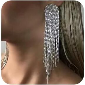 fxmimior Boho Rhinestones Tassels Statement Gold Earrings for Women and Girls Fashion Jewelry for Party Daily Life