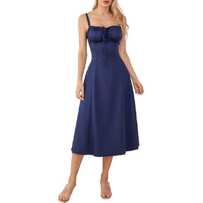 Juakoso Women Y2K Square Neck Spaghetti Strap Dress Low Cut Backless Bustier Long Dress Elegant Sundress Going Out Dress in Kuwait