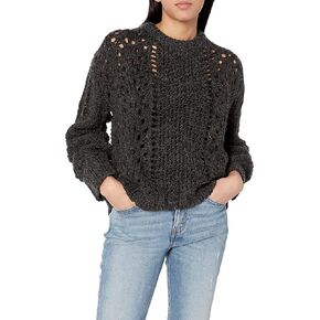 Cable Stitch Women's Chunky Wool Blend Pointelle Sweater