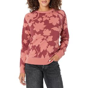 Dockers Women's Classic Fit Long Sleeve Sweatshirt, (New) Tibetan Red-Tone Print, Medium