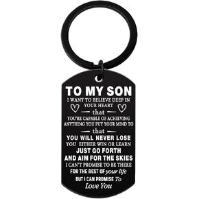 Son Gifts from Mom Inspirational Gifts for Him Boys Men Son Birthday Gifts To My Son Keychain Valentine's Day Christmas Gifts for Son Keyring Pendant Back To School Graduation Present, Black, 5 in Kuwait