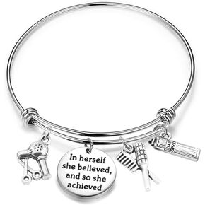 Zuo Bao Hairdresser Gift Hair Stylist Bracelet In Herself She Believed And So She Achieved Bracelet Hairdresser Graduation Bracelet Hair Stylist Gift Hairdresser Appreciation Gifts