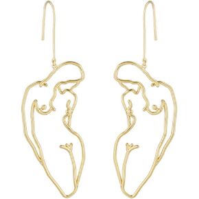 Abstract Gold Fun Statement Human Face Shaped Earrings Geometric Hollow Out Face Body Ethnic Dangle Stud Earrings