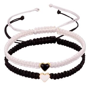 Pingyongchang 2PCS Colorful Heart Beaded Matching Bracelets for Couples and Friendships