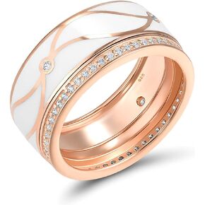 Santuzza 14K Rose Gold Plated Silver Enamel Cubic Zirconia Band Ring for Women