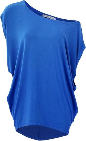 Womens Summer Casual Crew Neck T Shirts Sexy One Shoulder Off Batwing Oversized Blouse Tops in Kuwait