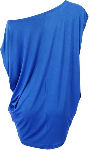 Womens Summer Casual Crew Neck T Shirts Sexy One Shoulder Off Batwing Oversized Blouse Tops in Kuwait