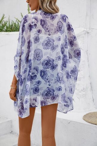 WEIYAN Women's Tops Loose Chiffon Kimono Cardigan Beach Swim Cover up Blouse in Kuwait