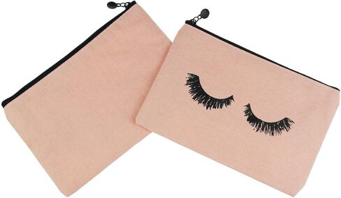 6 قطع من حقائب مستحضرات التجميل المصنوعة من الرموش وحقائب للسفر مع جيب بسحاب للنساء والفتيات (وردي) in Kuwait