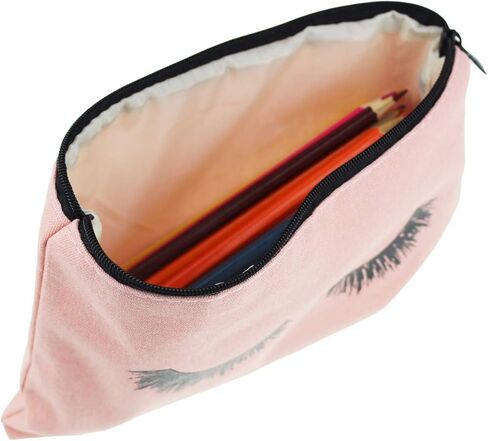 6 قطع من حقائب مستحضرات التجميل المصنوعة من الرموش وحقائب للسفر مع جيب بسحاب للنساء والفتيات (وردي) in Kuwait