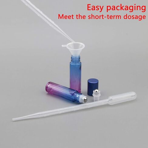 jiuwu 10pcs Roller Bottles 10ml Essential Oil Glass Blue Gradient Blue Screw Cap Bottle with Stainless Steel Roller Ball for Perfume Liquid Cosmetic Travel Vials 1 Opener + 5 Funnels + 5 Droppers in Saudi Arabia