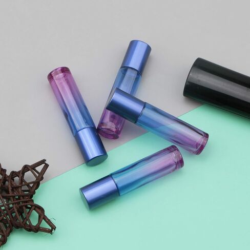 jiuwu 10pcs Roller Bottles 10ml Essential Oil Glass Blue Gradient Blue Screw Cap Bottle with Stainless Steel Roller Ball for Perfume Liquid Cosmetic Travel Vials 1 Opener + 5 Funnels + 5 Droppers in Saudi Arabia