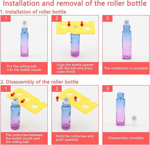 jiuwu 10pcs Roller Bottles 10ml Essential Oil Glass Blue Gradient Blue Screw Cap Bottle with Stainless Steel Roller Ball for Perfume Liquid Cosmetic Travel Vials 1 Opener + 5 Funnels + 5 Droppers in Saudi Arabia