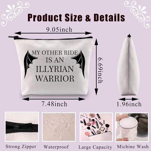 BDPWSS Bat Boys Gift ACOTAR Makeup Bag Night Court Velaris Gift ACOTAR Fans Gift My Other Ride is An Illyrian Warrior Gift (Illyrian Warrior) in Saudi Arabia