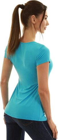 AmélieBoutik Women V Neck Twist Knot Front Casual T-Shirt Short Sleeve Blouse in Saudi Arabia